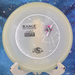 Load image into Gallery viewer, Top-down view of a Streamline Range putt and approach disc golf disc in Eclipse Glow plastic featuring a white, black, and pink holographic foil stock stamp.
