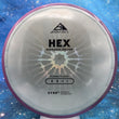 Load image into Gallery viewer, New Purple Swirl Rim with Metallic Silver Core Axiom Discs Hex in Premium Plasma Plastic - Black and Silver Holographic Stamp - 177g.
