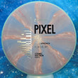 Load image into Gallery viewer, New Teal Swirl Rim with Purple Cosmic Core Axiom Discs Pixel from the Simon Line in Cosmic Electron Plastic - Silver and Black Stamp - 174g.
