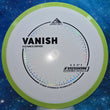 Load image into Gallery viewer, New Lime Swirl Rim with White Core Axiom Discs Vanish from the Project Lab Coat Series in Premium Fission Plastic - Black and Silver Holographic Stamp - 172g.
