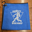 Load image into Gallery viewer, Blue Gravity Disc Golf 16x16 Waffle Towel with Carabiner Clip.

