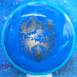 Load image into Gallery viewer, Blue Swirl Rim and Dark Blue Neutron Plastic Axiom Simon Line Bokeh Unearthed Stamp - 174g - Dark Stars Stamp.
