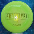 Load image into Gallery viewer, New Green and Yellow Swirl Climo Disc Golf Coast in Prototype Signature Line Plastic - Green Holographic Stamp - 174g.
