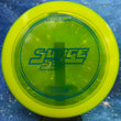 Load image into Gallery viewer, Neon Yellow Discraft Surge SS in Z Line plastic with a Blue Matte foil stamp.
