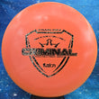Load image into Gallery viewer, Orange Dynamic Discs Criminal in Fuzion plastic with a Camo foil stamp.

