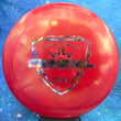 Load image into Gallery viewer, Red Dynamic Discs Criminal in Fuzion plastic with a Wonder Bread foil stamp.
