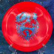Load image into Gallery viewer, Red Dynamic Discs Raider in Fuzion plastic with an Aqua Shatter Unearthed Gravity stamp.
