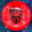 Load image into Gallery viewer, Red Dynamic Discs Raider in Fuzion plastic with a Black Unearthed Gravity stamp.
