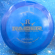 Load image into Gallery viewer, Blue Dynamic Discs Raider in Lucid plastic with a Grey Matte foil stamp.
