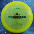 Load image into Gallery viewer, Neon Yellow Dynamic Discs Trespass in Lucid plastic with a Green Holo foil stamp.
