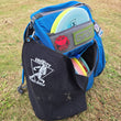 Load image into Gallery viewer, Gravity Disc Golf Waffle Towel with Carabiner Clip Attached to Disc Golf Bag.

