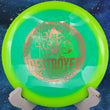 Load image into Gallery viewer, Lime and yellow swirl Halo Star Destroyer disc golf driver, 2026 Garrett Gurthie Champion Series tour stamp with red holo foil
