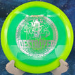 Load image into Gallery viewer, Yellow and lime swirl Halo Star Destroyer disc golf driver, 2026 Garrett Gurthie Champion Series tour stamp with silver holo foil.
