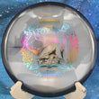 Load image into Gallery viewer, Top view of a Black Proto Glow Halo Champion Innova Emily Weatherman Fox midrange featuring a glowing core and a Purple Holo tri-foil champion series stamp, 178g, 10/10 condition.
