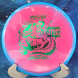 Load image into Gallery viewer, Blue and pink Halo Champion Gator3 disc golf midrange, 2026 Rasmus Saukkoriipi Champion Series tour stamp with green holo foil.

