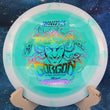 Load image into Gallery viewer, White and light blue Halo Star Gorgon disc golf driver, 2026 Dennis Augustsson Champion Series tour stamp with blue holo foil
