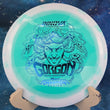 Load image into Gallery viewer, White and light blue Halo Star Gorgon disc golf driver, 2026 Dennis Augustsson Champion Series tour stamp with blue holo foil.

