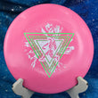Load image into Gallery viewer, Top view of a Pink Innova Star Leopard fairway driver with a Neon Lime and White 2-foil "Neon Astro" Special Edition stamp.
