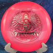 Load image into Gallery viewer, Top view of a Pink Proto Color Glow Champion Innova Jennifer Allen Teebird featuring a Gold and Red Holo tri-foil tour stamp, 173g, 10/10 condition.
