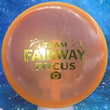Load image into Gallery viewer, Orange and Red Swirl 400 Plastic Prodigy A5 Team Fairway Focus - 175g - Gold Holo / Puddle Top.
