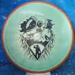 Load image into Gallery viewer, Orange Rim and Metallic Teal Prism Plasma Plastic Axiom Pyro Unearthed Stamp - 177g - Dark Stars Stamp.
