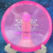 Load image into Gallery viewer, Top view of a Pink pre-owned Innova-made Discmania MD3 in C-Line plastic featuring a custom "Grateful Dead Bear" stamp.
