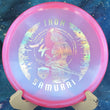 Load image into Gallery viewer, Top view of a Pink pre-owned Discmania MD3 Iron Samurai 4 (Eagle McMahon Signature Series) in iridescent Chroma C-Line plastic.
