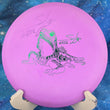 Load image into Gallery viewer, Top view of a rare Purple pre-owned Discmania MD3 in P-Line plastic, featuring the Simon Lizotte "Black Ink Lizard" stamp, autographed by Simon Lizotte, rated 7/10 condition.
