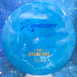 Load image into Gallery viewer, New Teal and Blue Prodigy D2 Distance Driver in 750 Fractal Plastic - Blue and Gold Shatter Stamp - 175g.
