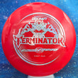 Load image into Gallery viewer, Red Z Line Plastic Discraft Terminator First Run - 174g - Silver Geometric Circles Holographic Stamp.
