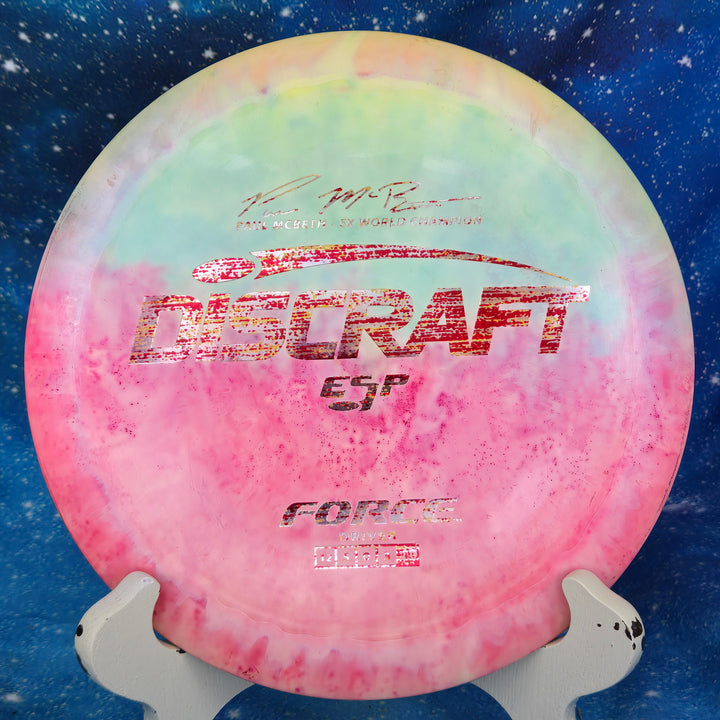 Gravity Disc Golf Pre-Owned - Discraft - Force (Presnell Z Line Metallic, 5x Paul McBeth ESP Swirl, Corey Ellis) disc golf disc photo Plastic/Condition/Weight/Inked - Gravity Disc Golf