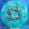 Load image into Gallery viewer, New Teal and Yellow Swirl Streamline Shift in Cosmic Neutron Plastic - Special Edition St. Jude Fundraiser - Silver and Gold Holographic Stamp - 173g.

