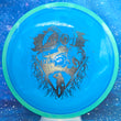 Load image into Gallery viewer, Teal Rim and Blue Swirl Neutron Plastic Axiom Simon Line Bokeh Unearthed Stamp - 174g - Dark Stars Stamp.

