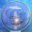 Load image into Gallery viewer, Teal Swirl Rim and Purple Particle Proton Plastic Axiom Paradox Circuit Challenge - 178g - Black Stamp.
