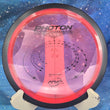 Load image into Gallery viewer, Top view of a Pink MVP Photon distance driver in Proton plastic, featuring a Black tri-foil stock stamp, 173g, 10/10 condition.
