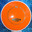 Load image into Gallery viewer, White Plastic with Orange Rim Latitude 64 Pure Project ChainGrip Stamp - 173g - Blue Holographic Stamp.
